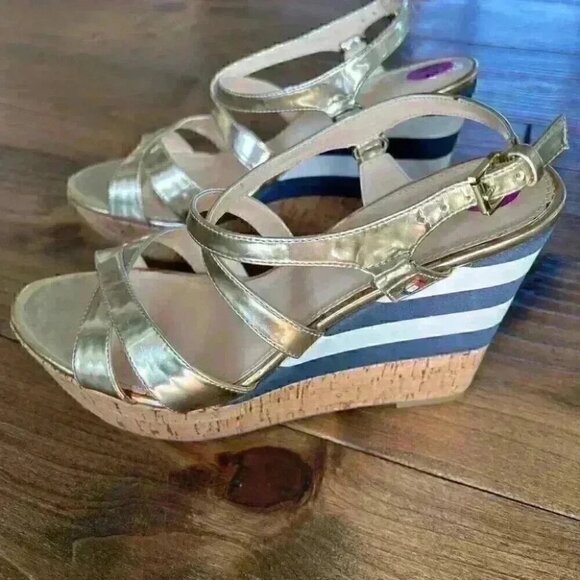 Tommy Hilfiger Nautical Striped with Cork Wedge Shoe - Picture 2 of 5